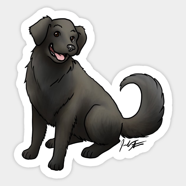 Dog - Flat Coat Retriever Golden Black Sticker by Jen's Dogs Custom Gifts and Designs